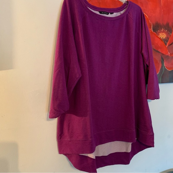H by Halston Tops - h by halston 3x Maroon Purple Crew neck Top Shirt Cotton Blend